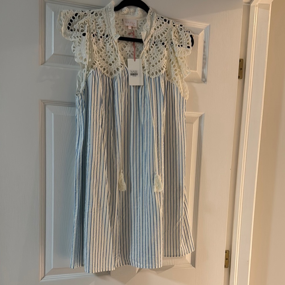 Blue and White ‘The Jilly’ Flutter Sleeve Midi Sundress